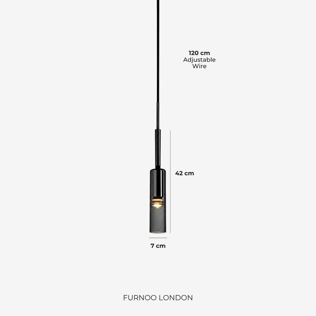 Smoked Glass Pendant Lamp with Minimalist Metal Structure | Modern Ambient Lighting for Dining Room, Bedroom, and Living Room - Lamylie