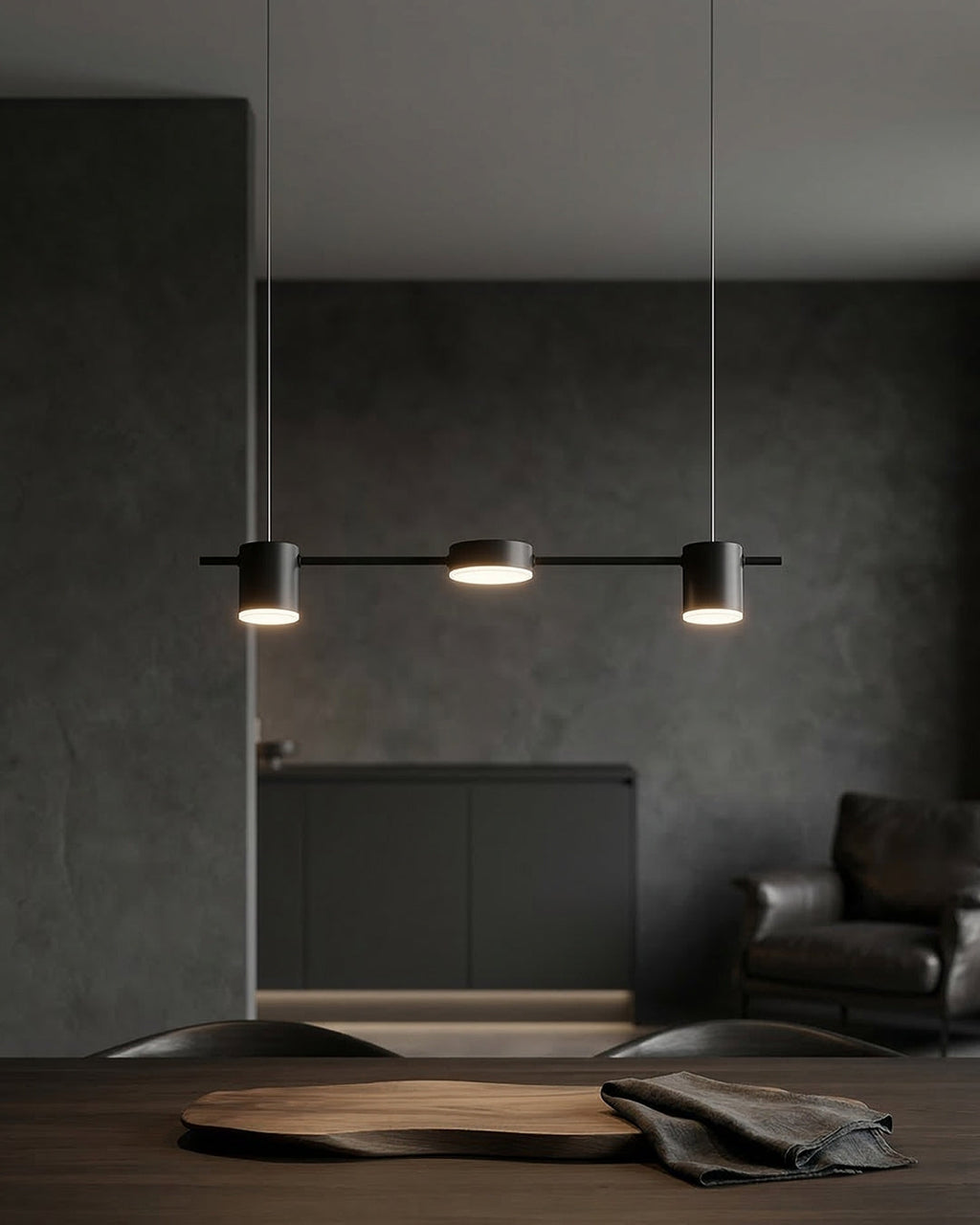 Linear LED Pendant Lamp Helios | Modern Lighting with Metal and Acrylic for Dining Room and Living Room - Lamylie