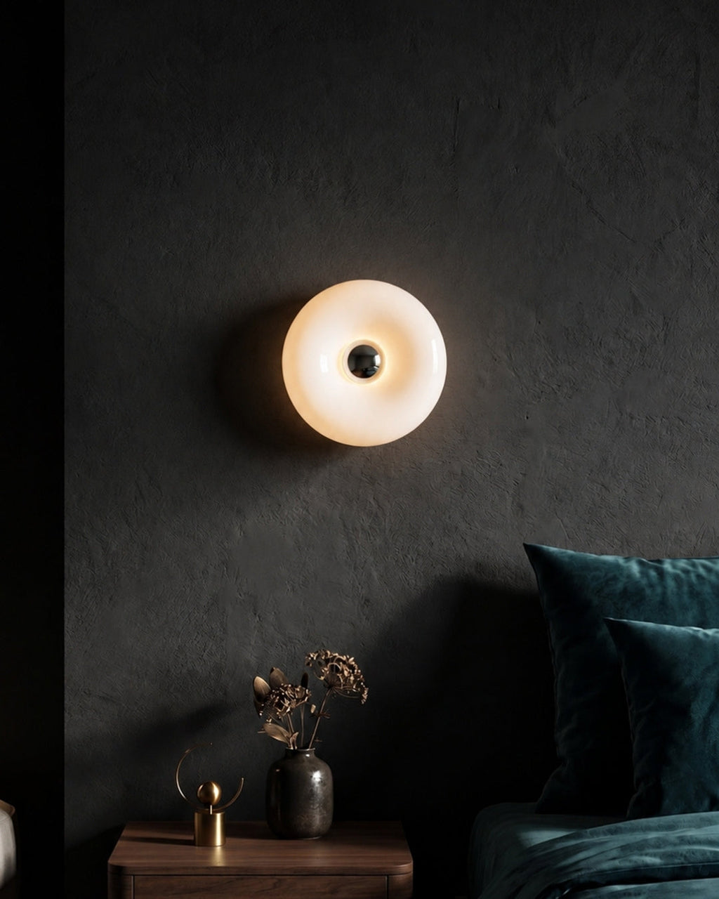NARA Skulpturale Donut-Lampe mit 3 Farbtemperaturen | Dimmbar Glas-Tischlampe Bauhaus-Design Touch-Steuerung Wandmontierbar Ambientebeleuchtung - Lamylie