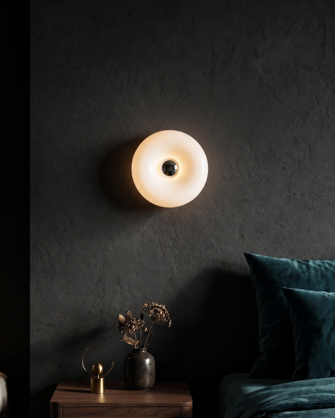 NARA Skulpturale Donut-Lampe mit 3 Farbtemperaturen | Dimmbar Glas-Tischlampe Bauhaus-Design Touch-Steuerung Wandmontierbar Ambientebeleuchtung - Lamylie