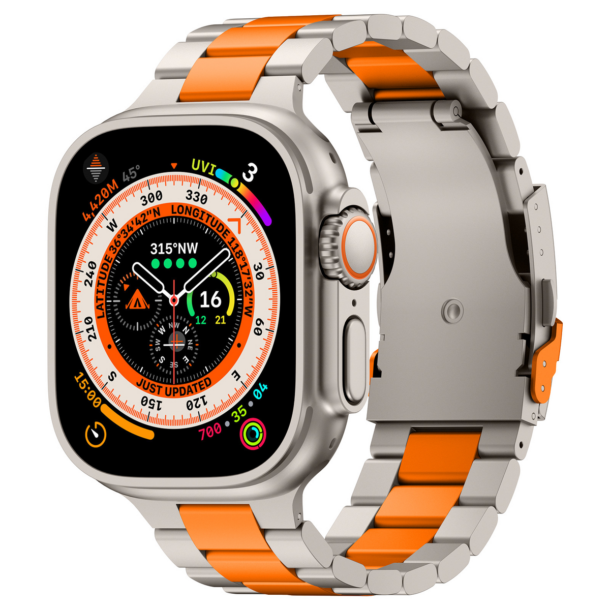 AeroGuard-reim for Apple Watch — slank titanreim, foldespenne med sikkerhetslås