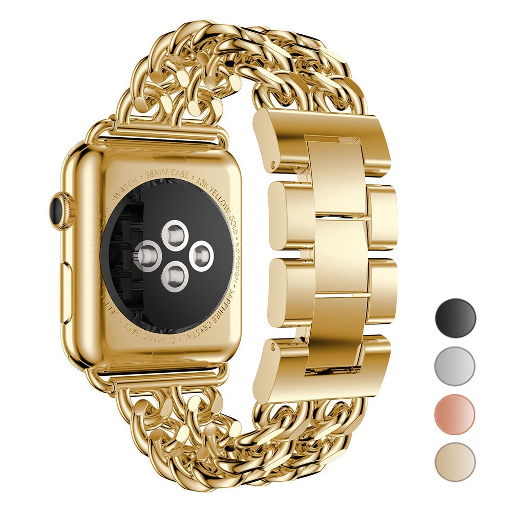 Apple Watch プレミアムステンレススチール 2列リンクバンド — 耐久性ストラップ