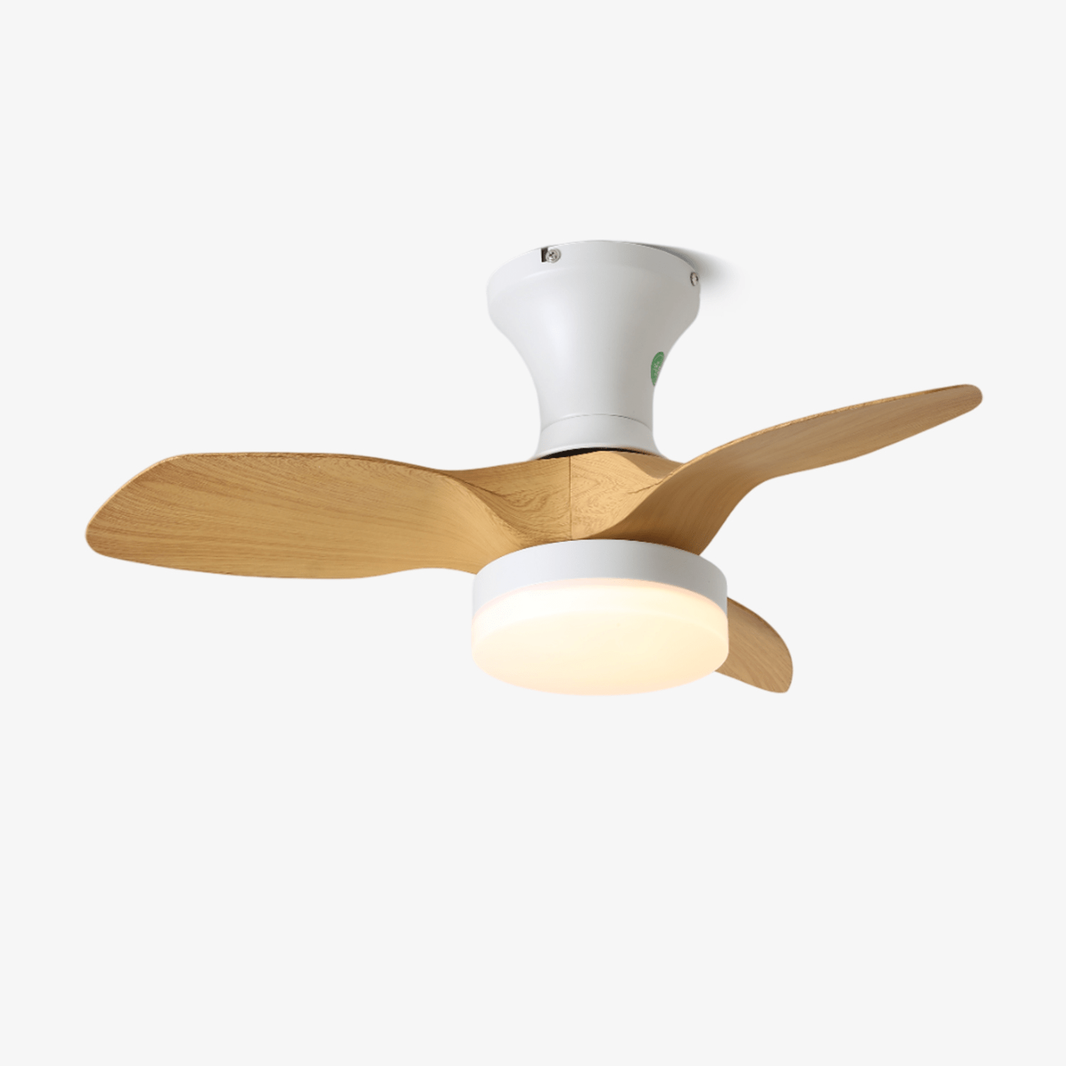 Ventilateur de plafond scandinave avec éclairage | Lampe-ventilateur minimaliste en bois et blanc - Lamylie