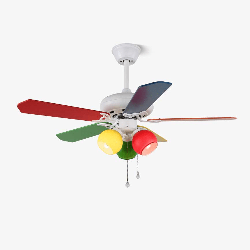 Ventilateur de plafond ludique Carlo avec éclairage — ventilateur pour enfants au design coloré avec 6 vitesses et télécommande, ø107 cm - Lamylie