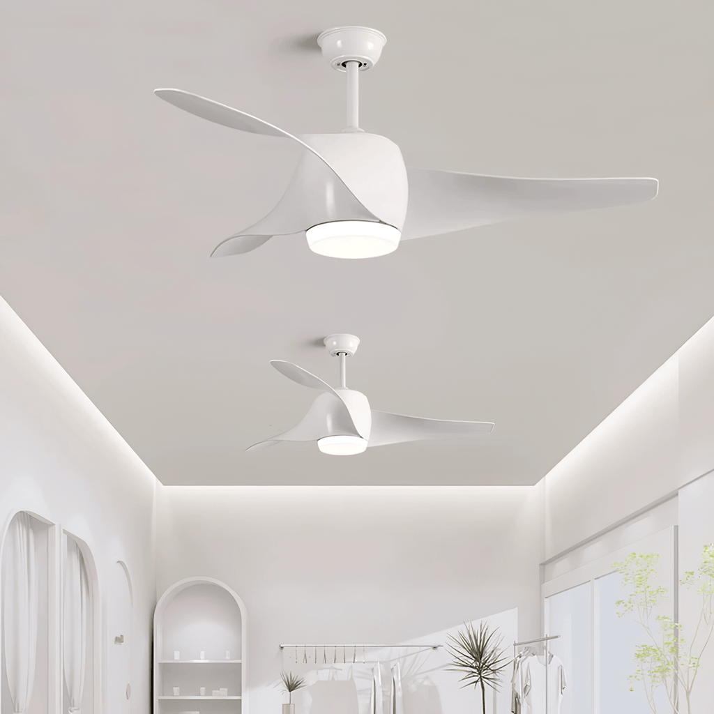 Ceiling Fan with Lighting 132 cm Adjustable Quiet Motor and Remote Control for Living Room Bedroom - Lamylie