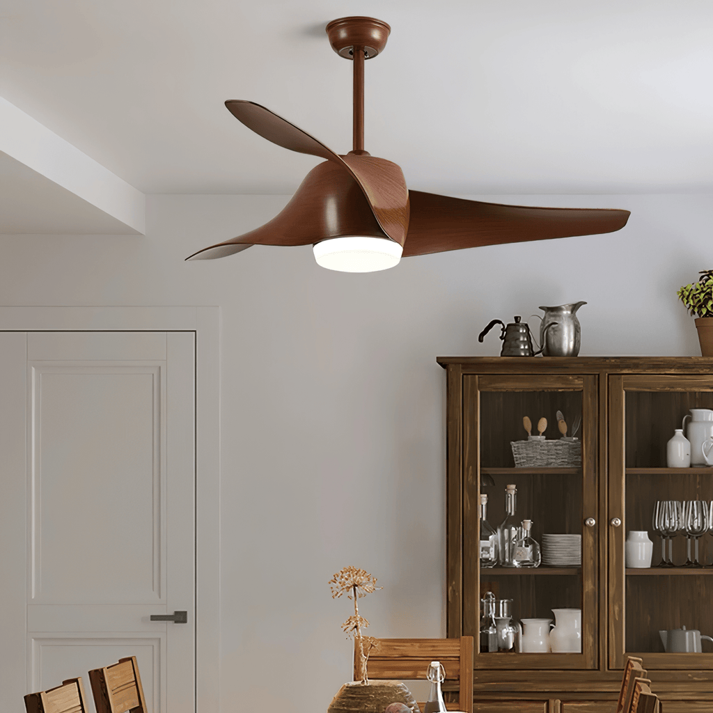 Ceiling Fan with Lighting 132 cm Adjustable Quiet Motor and Remote Control for Living Room Bedroom - Lamylie