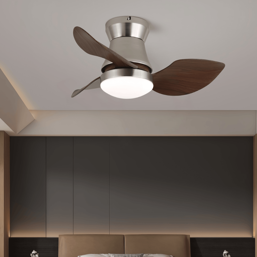 Modern mennyezeti ventilátor világítással | fa és fém, ø60×30cm - Lamylie