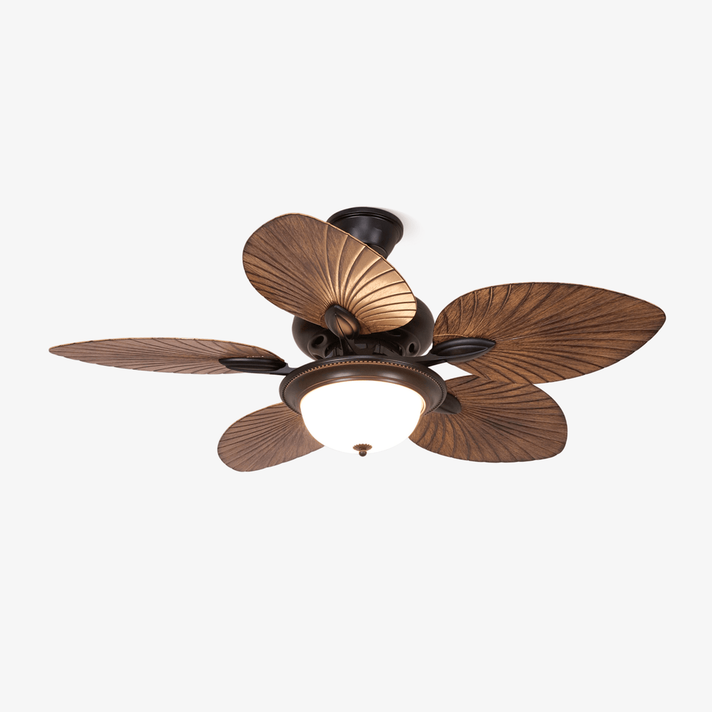 Tropical Wooden Ceiling Fan with Lighting | Remote Control 6 Speeds - Lamylie