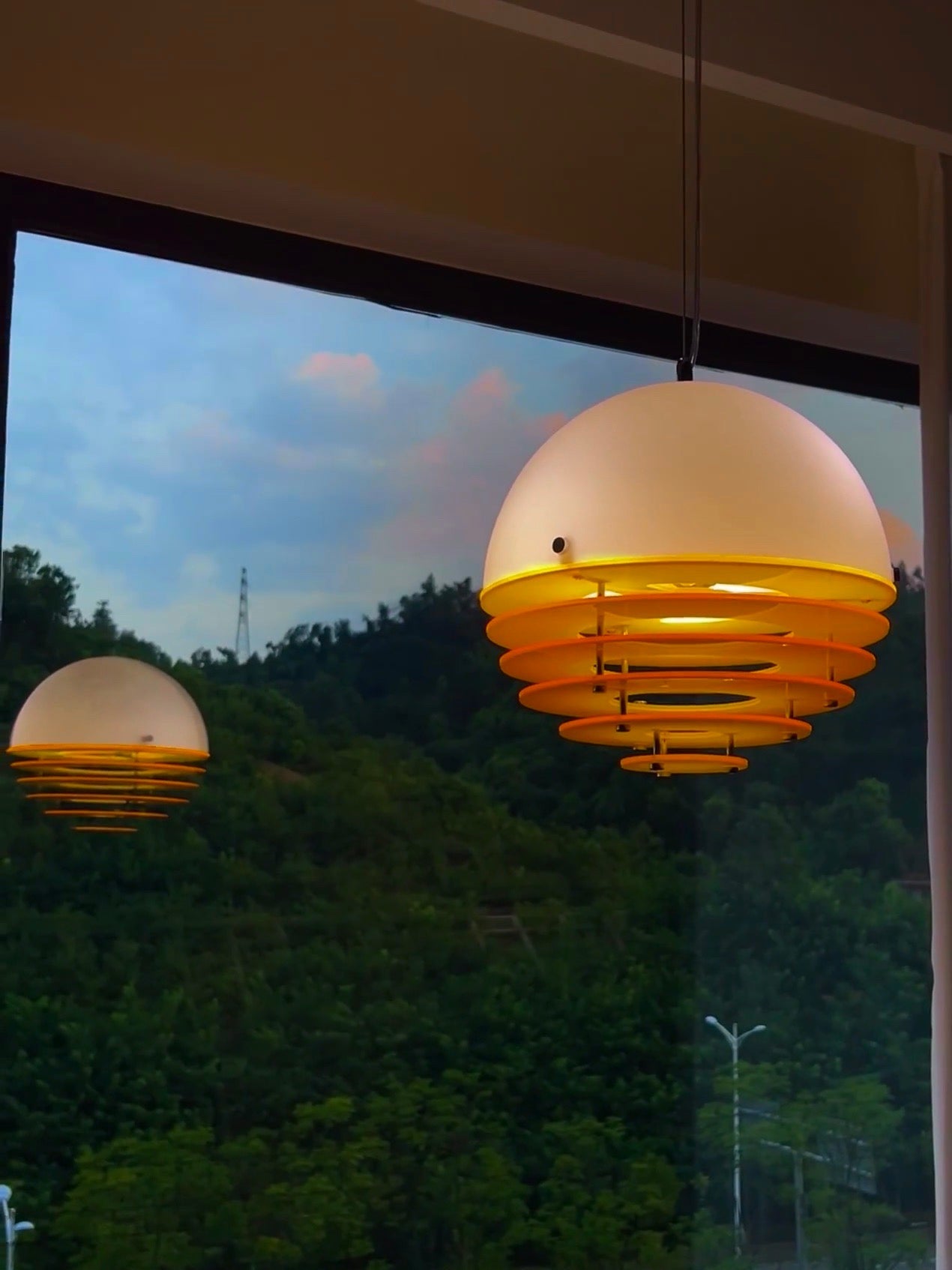 Stylish Pendant Lamp Bauhaus Design Orange-White Ambient Lighting for Modern Interiors - Lamylie