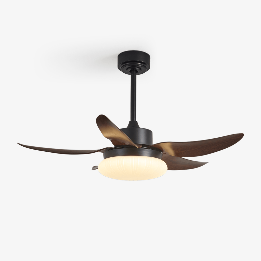 Nowoczesny wentylator sufitowy z oświetleniem i pilotem, drewniany design, 106 cm – Lamylie