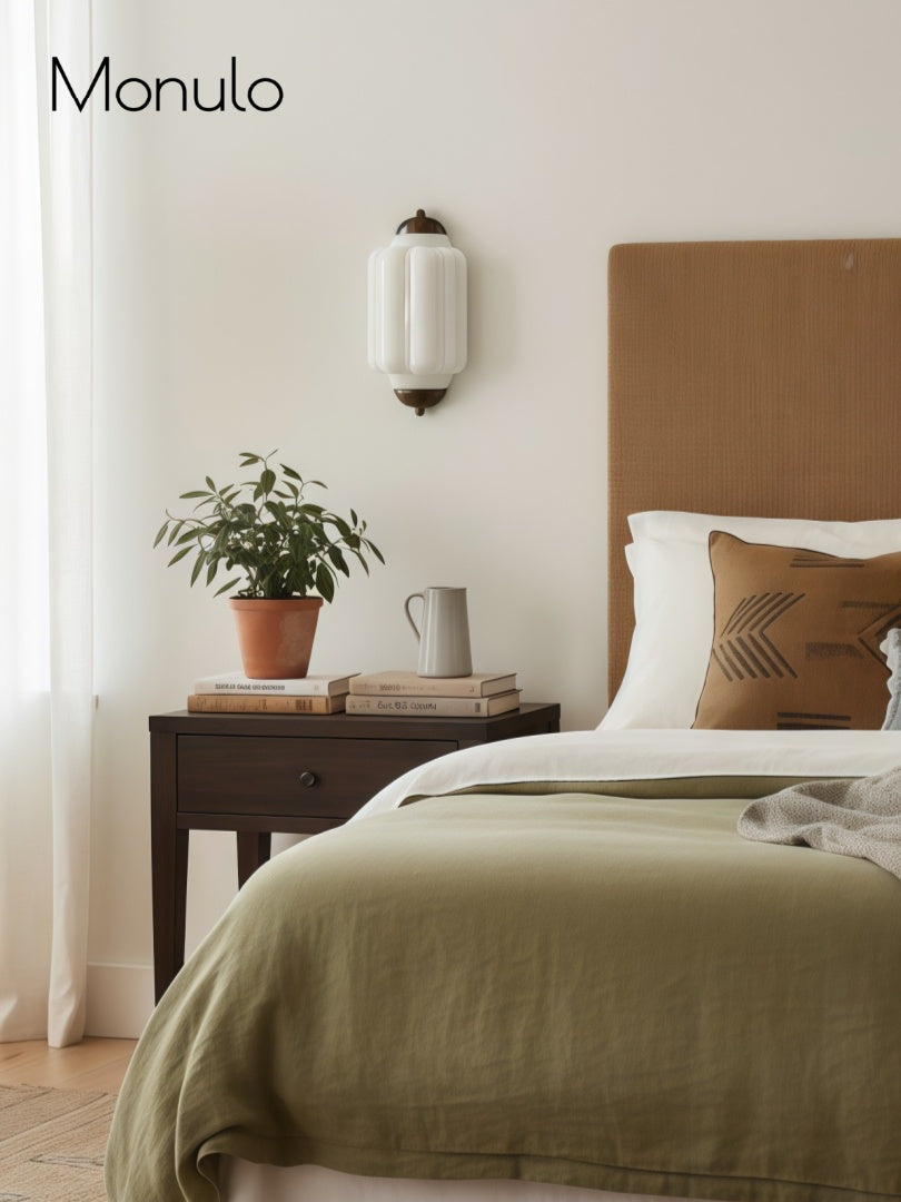 Milk Glass Wall Lamp for Bedroom Hall Scandinavian Style - Lamylie