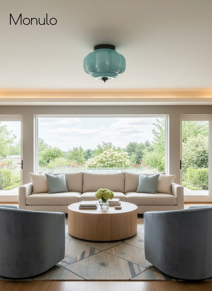 Retro Ceiling Lamp with Milk Glass Shade | Refined Semi-Flush Mount Lighting for Modern Interiors - Lamylie