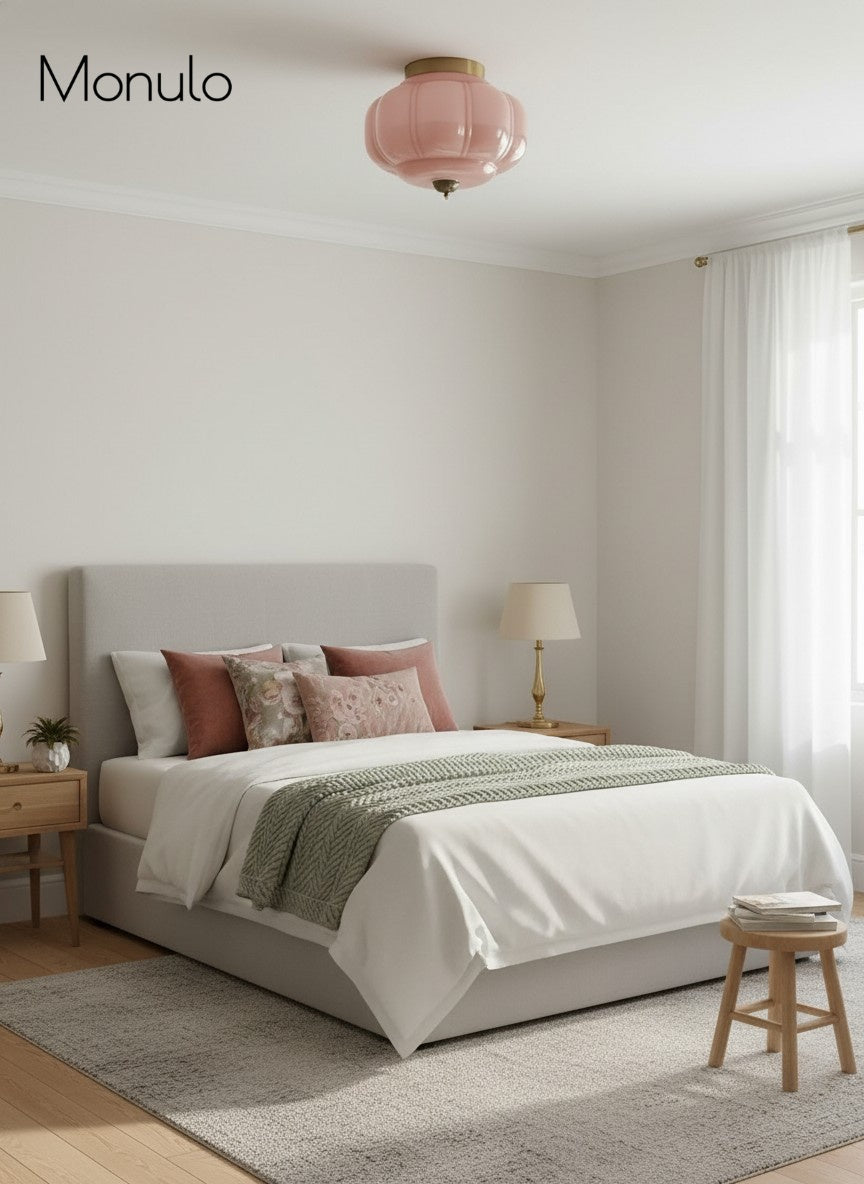 Retro Ceiling Lamp with Milk Glass Shade | Refined Semi-Flush Mount Lighting for Modern Interiors - Lamylie