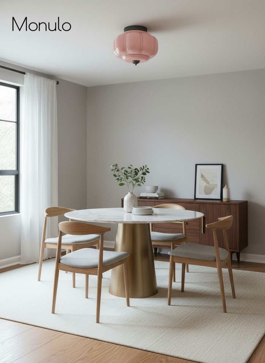 Retro Ceiling Lamp with Milk Glass Shade | Refined Semi-Flush Mount Lighting for Modern Interiors - Lamylie