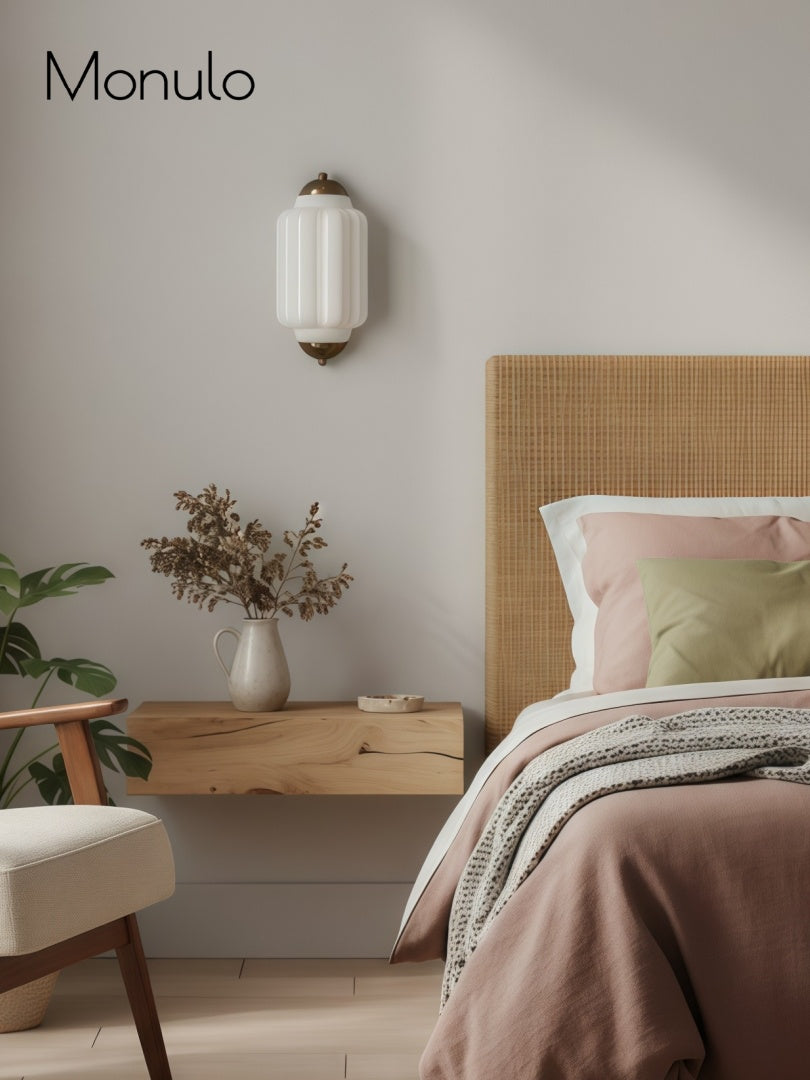 Milk Glass Wall Lamp for Bedroom Hall Scandinavian Style - Lamylie