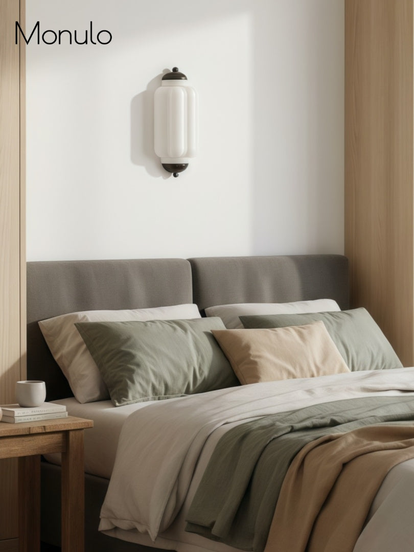 Milk Glass Wall Lamp for Bedroom Hall Scandinavian Style - Lamylie