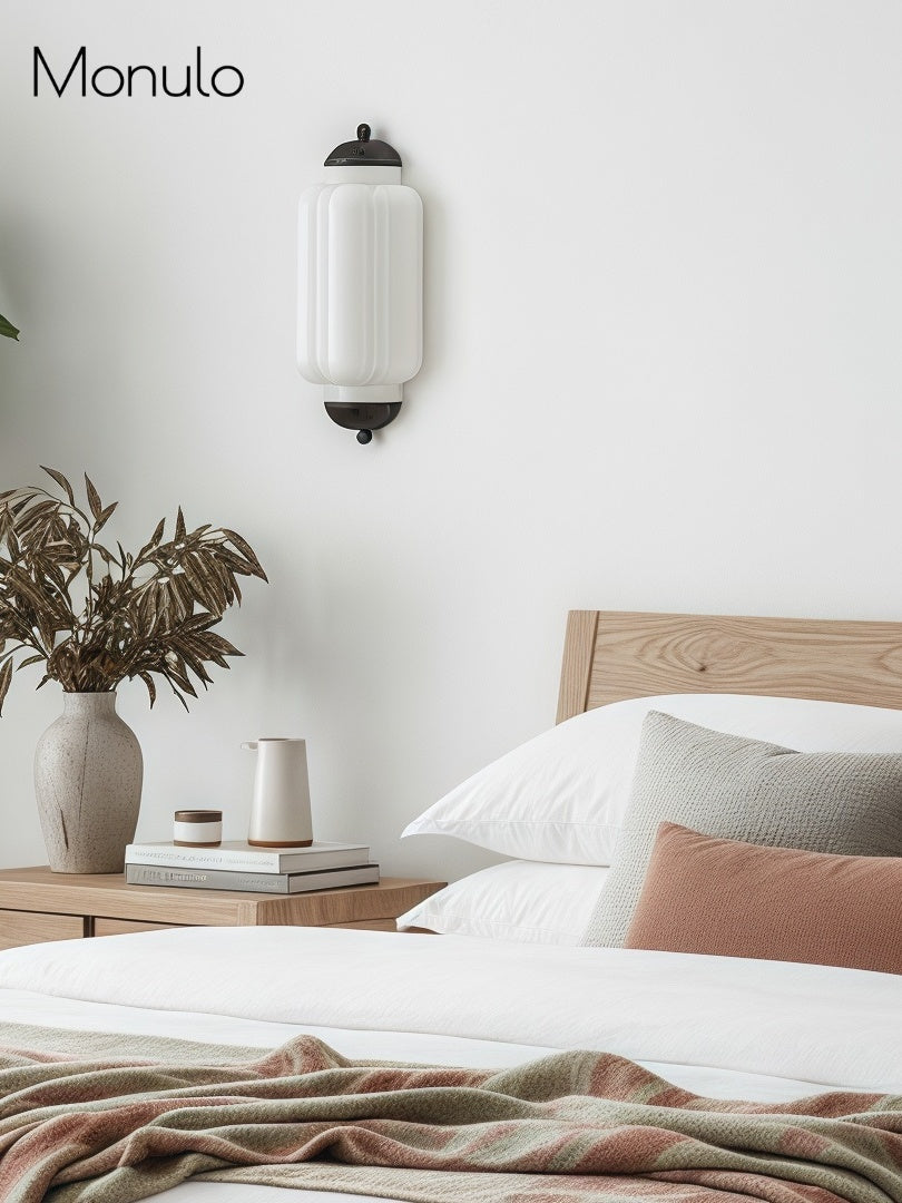 Milk Glass Wall Lamp for Bedroom Hall Scandinavian Style - Lamylie