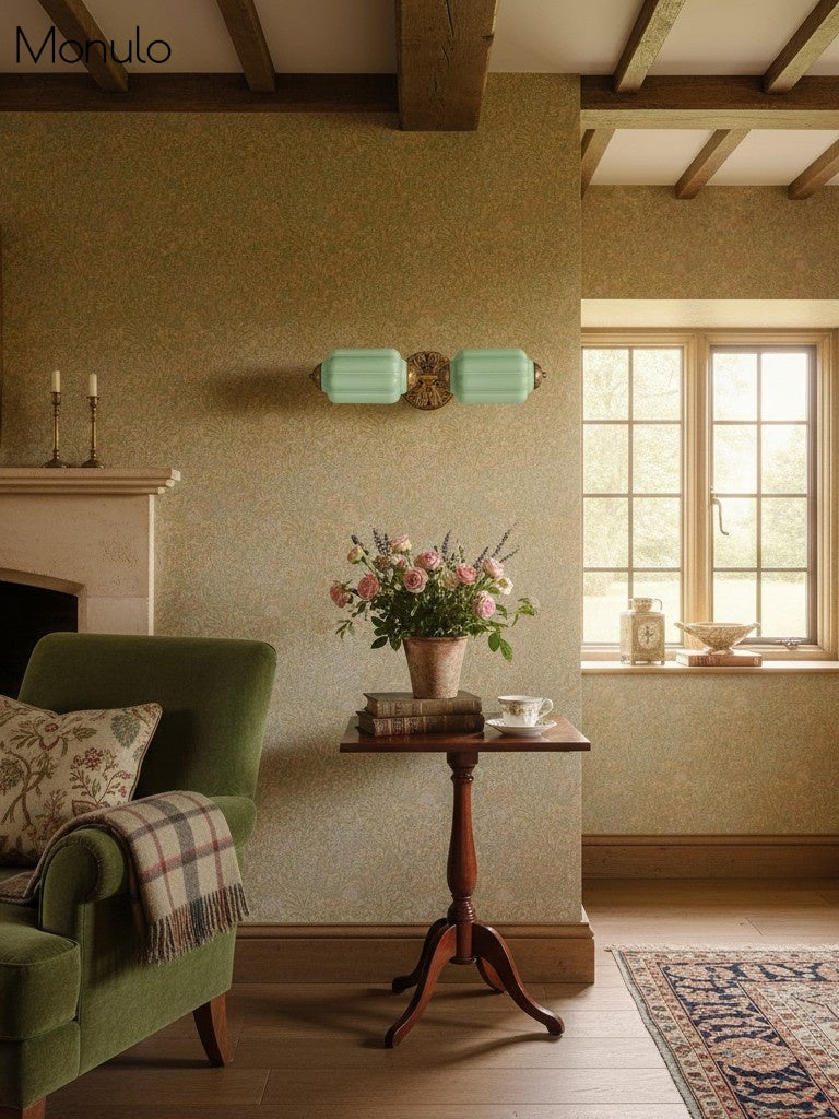 Vintage Glass Wall Lamp Horizontal Model Eloise Light Source for Living Room and Hallway - Lamylie
