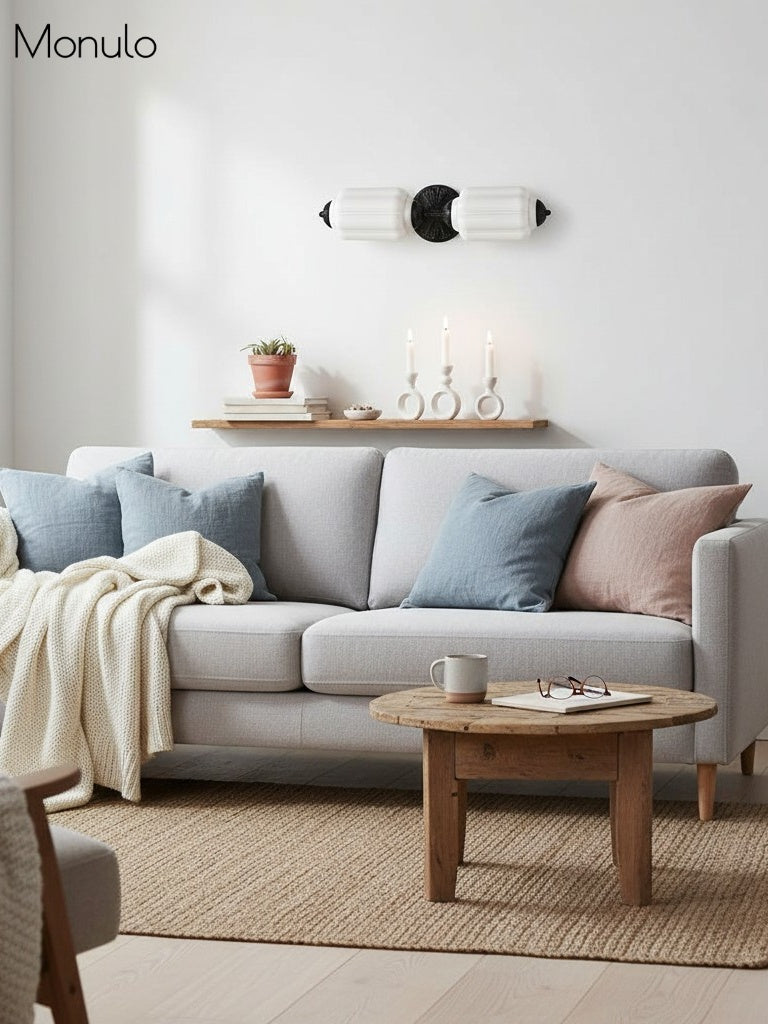 Vintage Glass Wall Lamp Horizontal Model Eloise Light Source for Living Room and Hallway - Lamylie