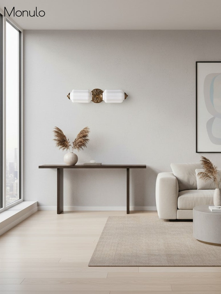 Vintage Glass Wall Lamp Horizontal Model Eloise Light Source for Living Room and Hallway - Lamylie