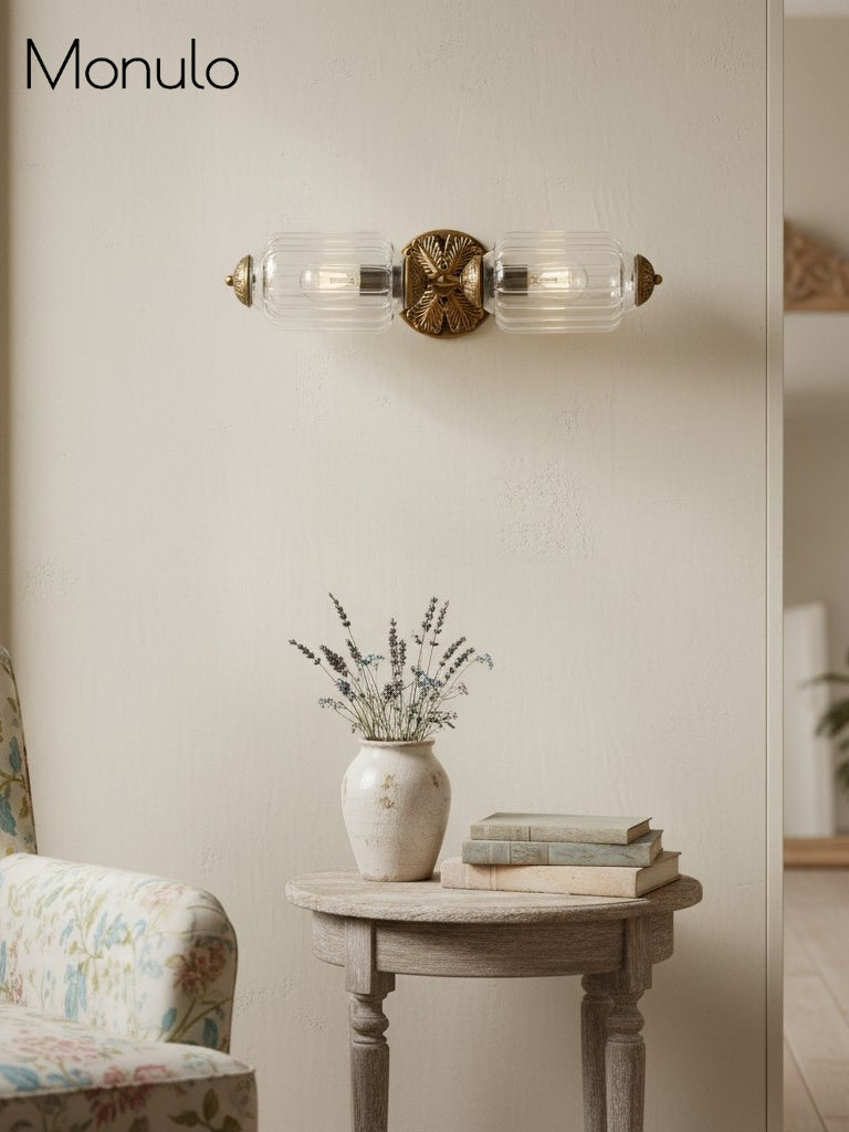 Vintage Glass Wall Lamp Horizontal Model Eloise Light Source for Living Room and Hallway - Lamylie