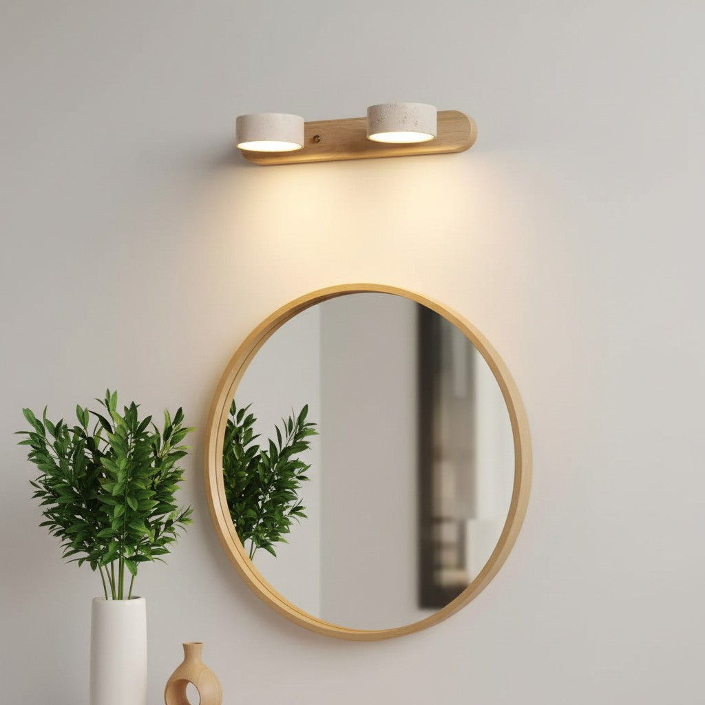 Adjustable Wall Lamp Travertine & Wood | 2/3/4 Light Points Warm Light Sconce - Lamylie