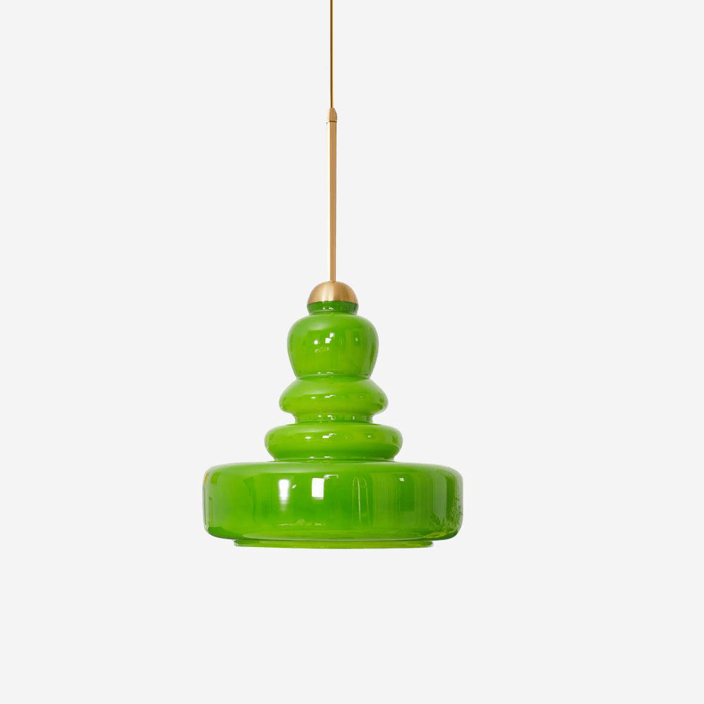 Lampă suspendată din sticlă, design industrial, chihlimbar și bej, dulie E26/E27 Ø30cm, pentru living, bucătărie și sufragerie - Lamylie