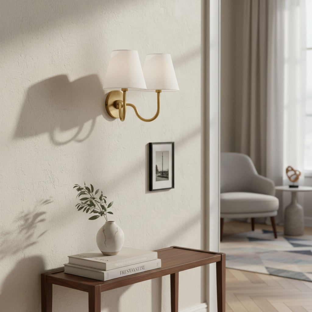 Wall Lamp with Pleated Fabric Shade | Classic Lighting for Bedroom and Living Room - Lamylie