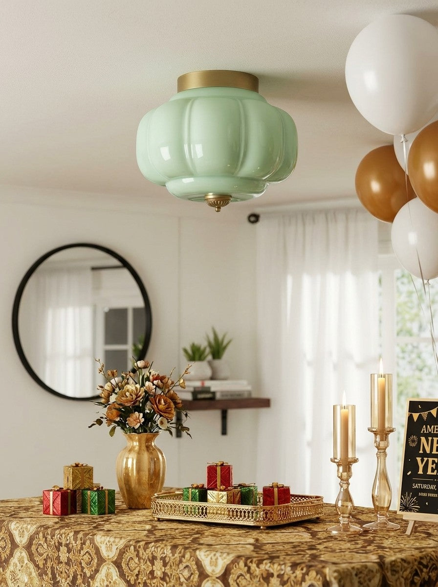 Retro Ceiling Lamp with Milk Glass Shade | Refined Semi-Flush Mount Lighting for Modern Interiors - Lamylie