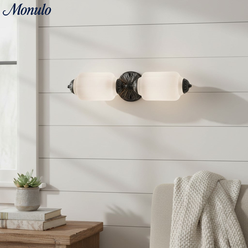 Eloise Vintage Wandleuchte aus Milchglas mit gewelltem Rand - Moderne Akzentbeleuchtung für Bad und Schlafzimmer