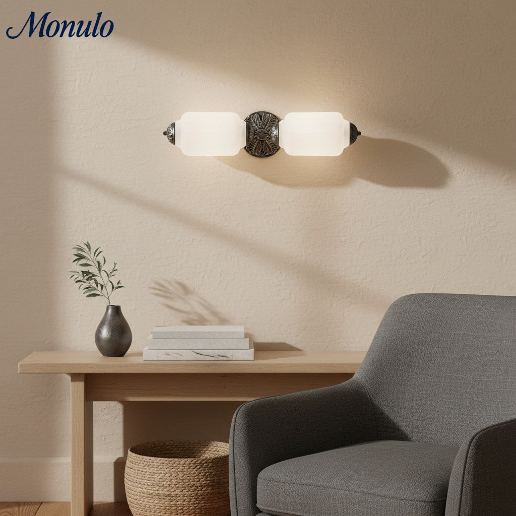 Eloise Vintage Wandleuchte aus Milchglas mit gewelltem Rand - Moderne Akzentbeleuchtung für Bad und Schlafzimmer