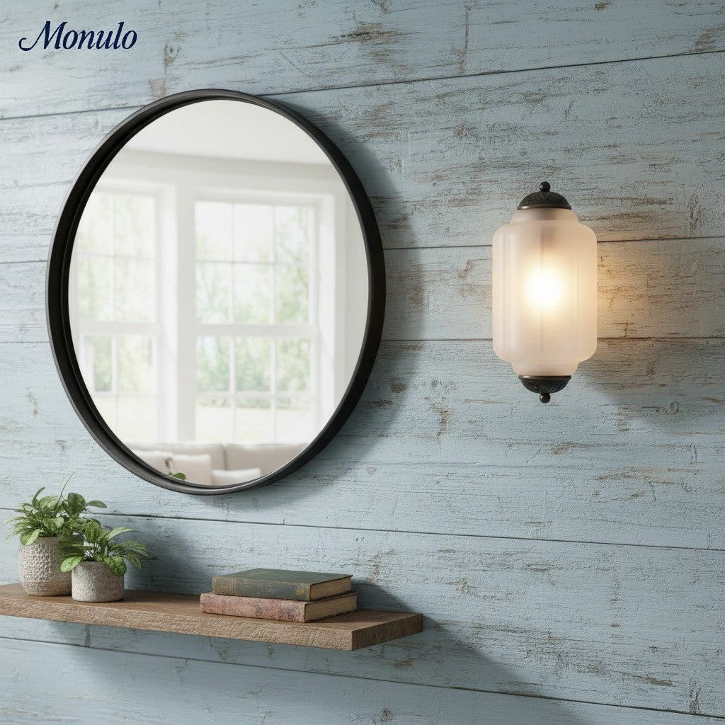 Eloise Vintage Wandleuchte aus Milchglas mit gewelltem Rand - Moderne Akzentbeleuchtung für Bad und Schlafzimmer