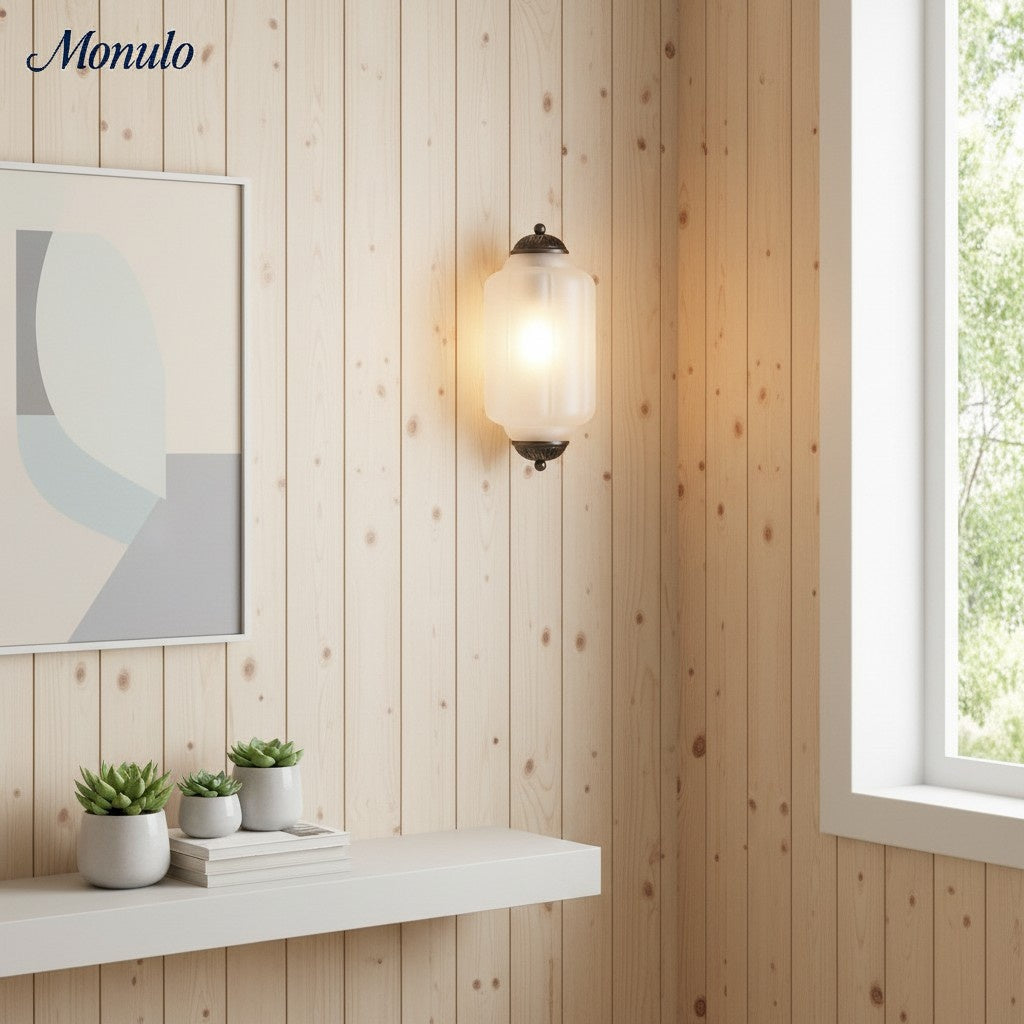 Eloise Vintage Wandleuchte aus Milchglas mit gewelltem Rand - Moderne Akzentbeleuchtung für Bad und Schlafzimmer