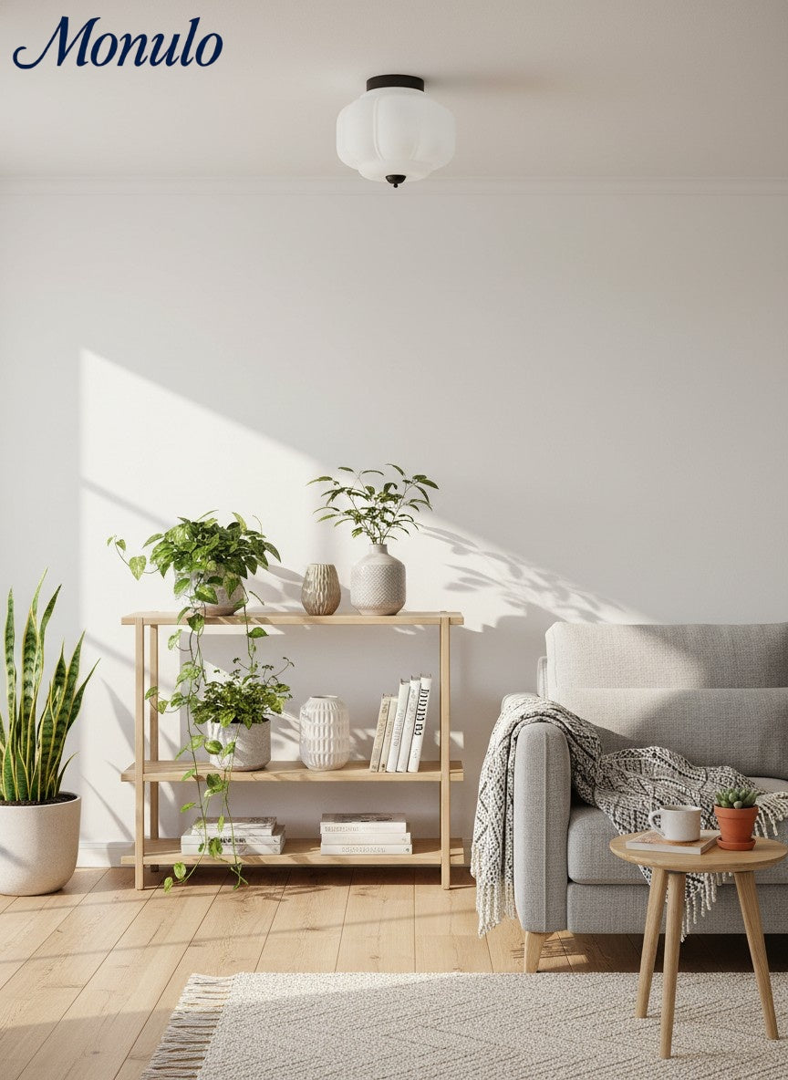 Retro Ceiling Lamp with Milk Glass Shade | Refined Semi-Flush Mount Lighting for Modern Interiors - Lamylie
