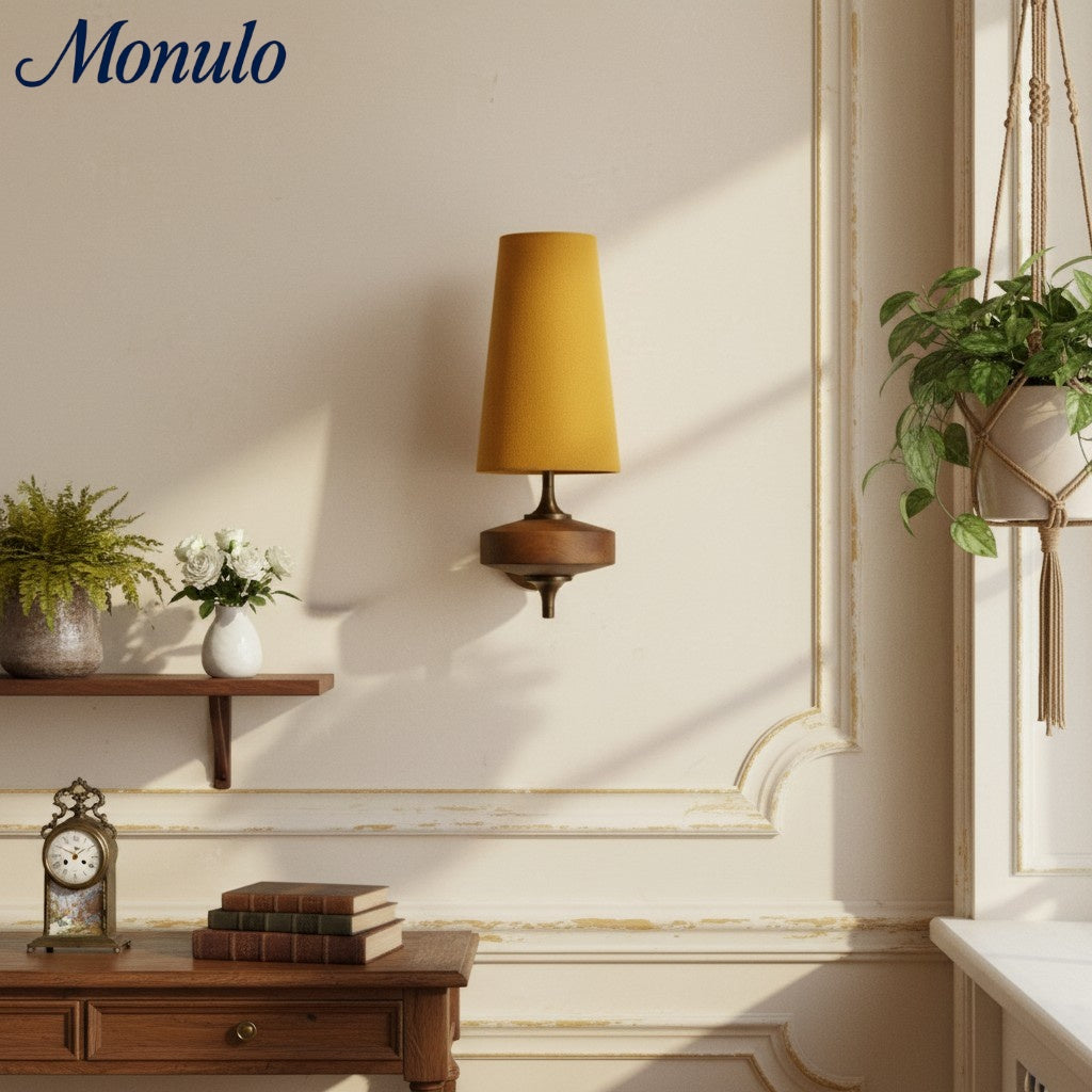 Retro Wall Lamp with Fabric Shade | Vintage Lighting for Bedroom - Lamylie