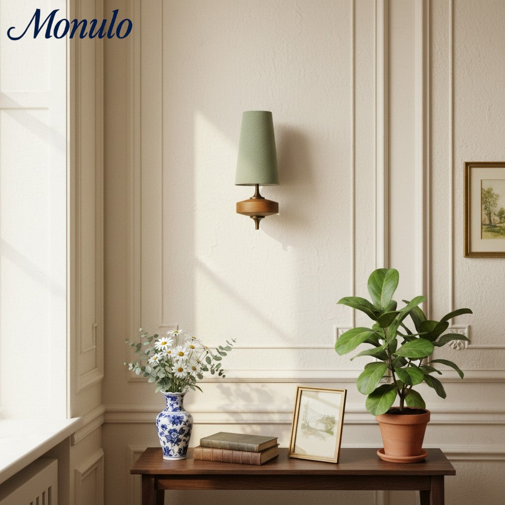 Retro Wall Lamp with Fabric Shade | Vintage Lighting for Bedroom - Lamylie