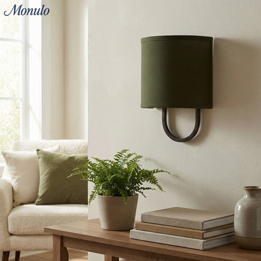 Wall Lamp Fabric Shade | Modern Bedroom Wall Lighting for Cozy Ambiance - Lamylie
