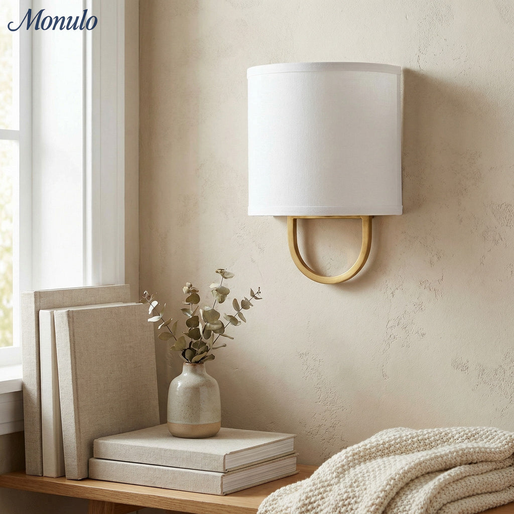 Wall Lamp Fabric Shade | Modern Bedroom Wall Lighting for Cozy Ambiance - Lamylie