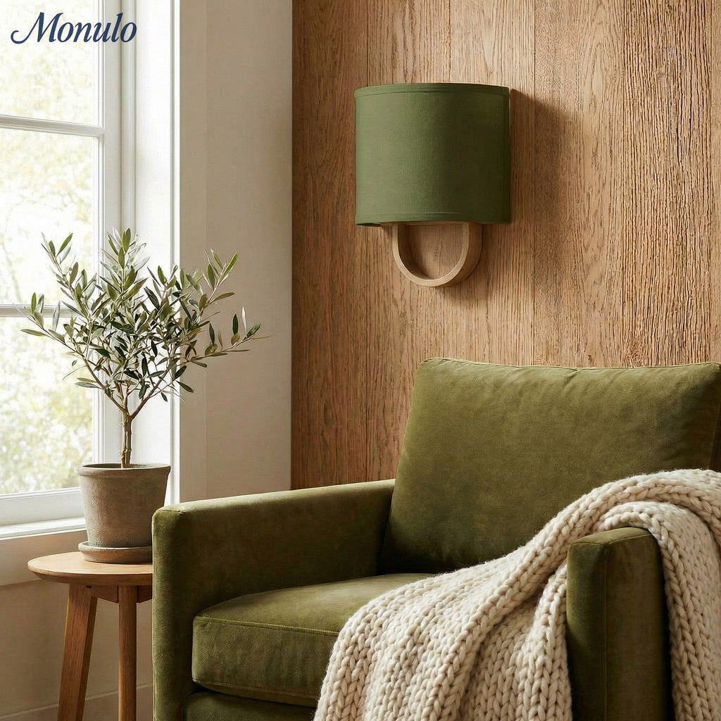 Wall Lamp Fabric Shade | Modern Bedroom Wall Lighting for Cozy Ambiance - Lamylie