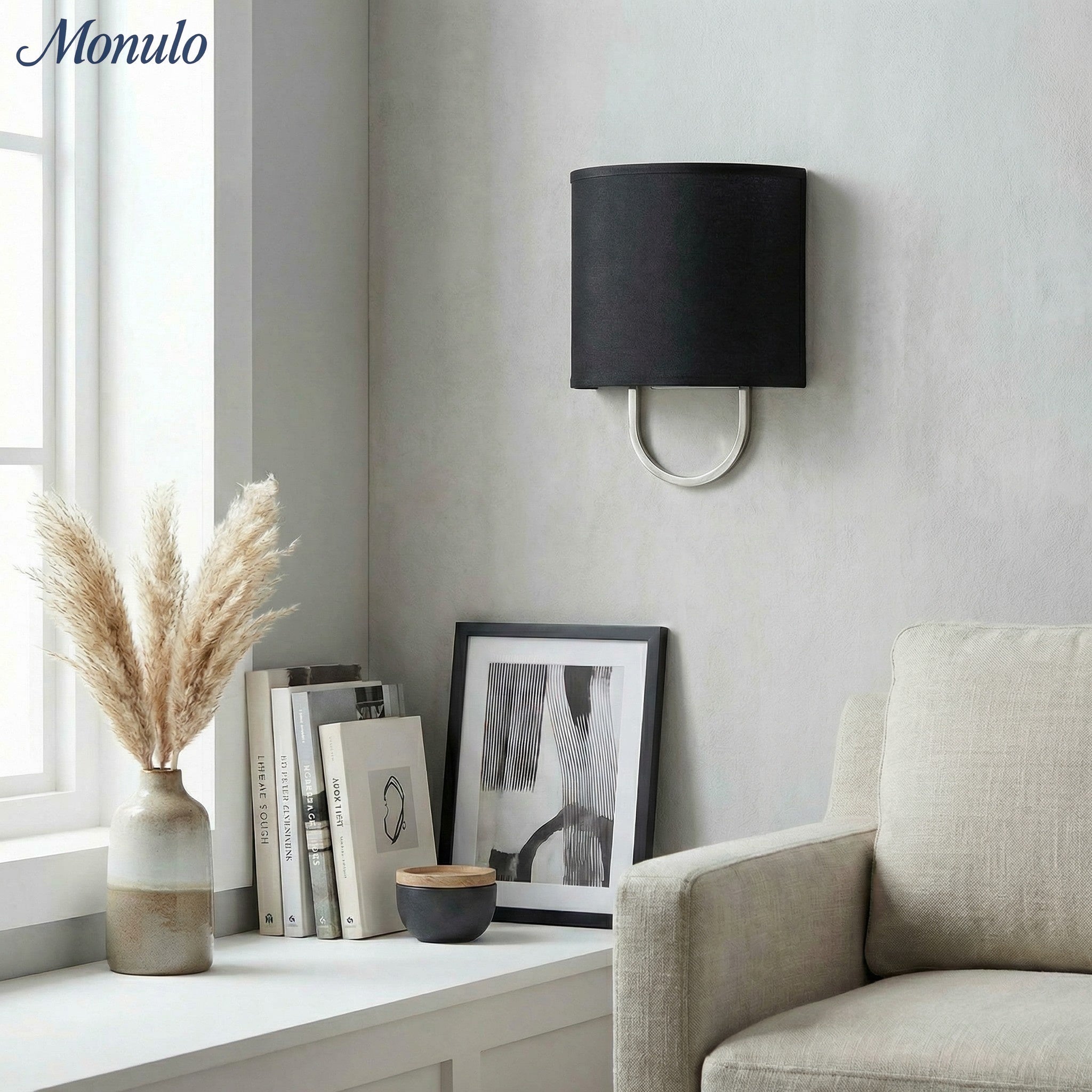 Wall Lamp Fabric Shade | Modern Bedroom Wall Lighting for Cozy Ambiance - Lamylie