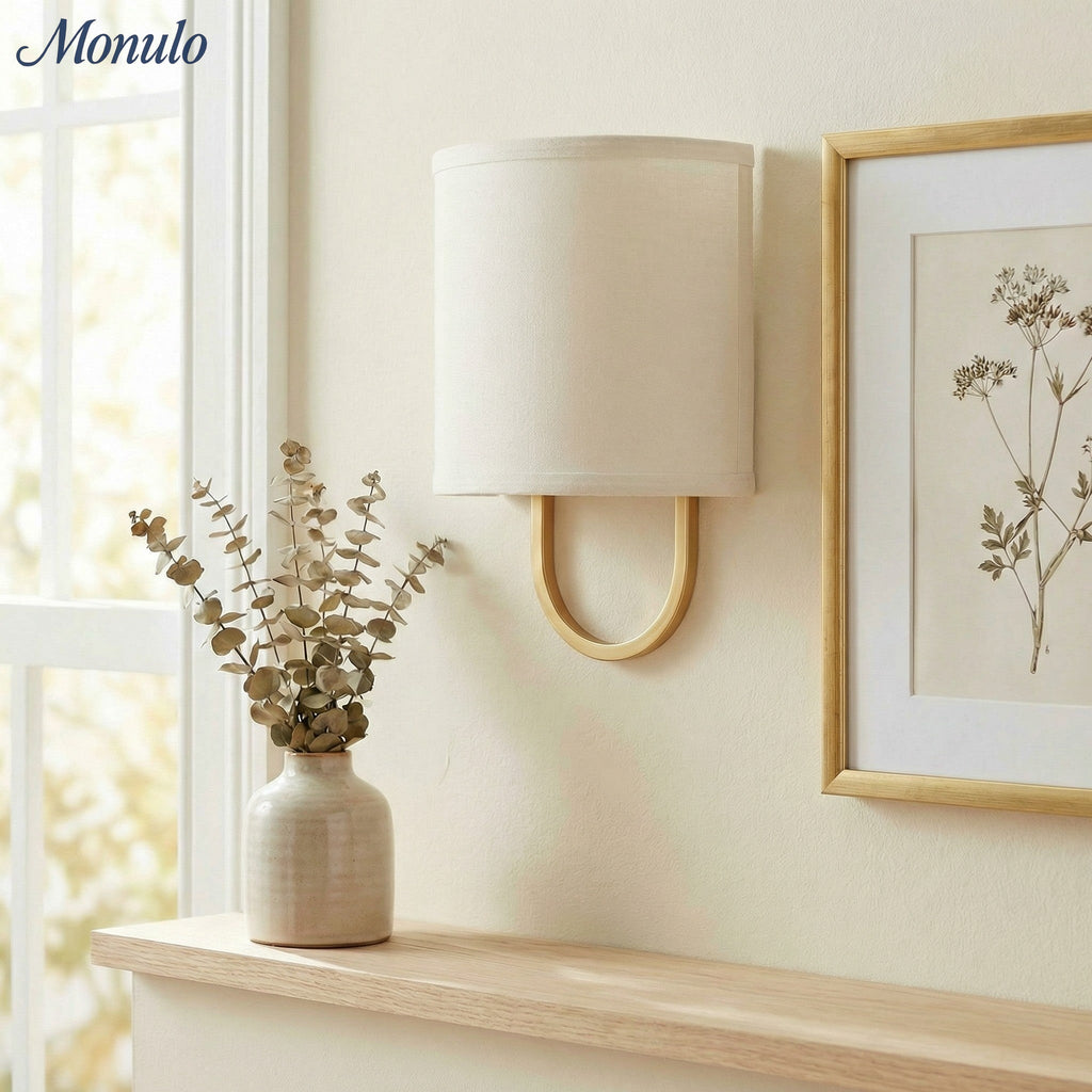 Wall Lamp Fabric Shade | Modern Bedroom Wall Lighting for Cozy Ambiance - Lamylie