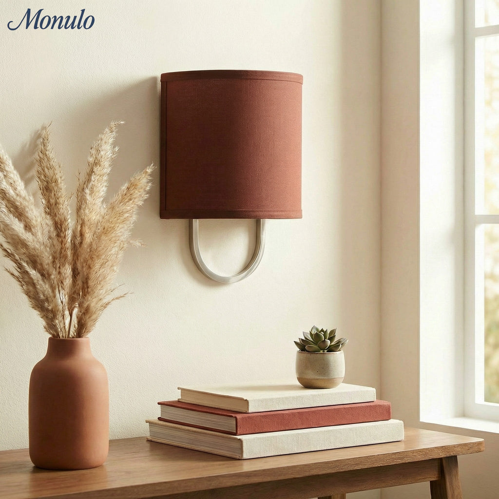 Wall Lamp Fabric Shade | Modern Bedroom Wall Lighting for Cozy Ambiance - Lamylie
