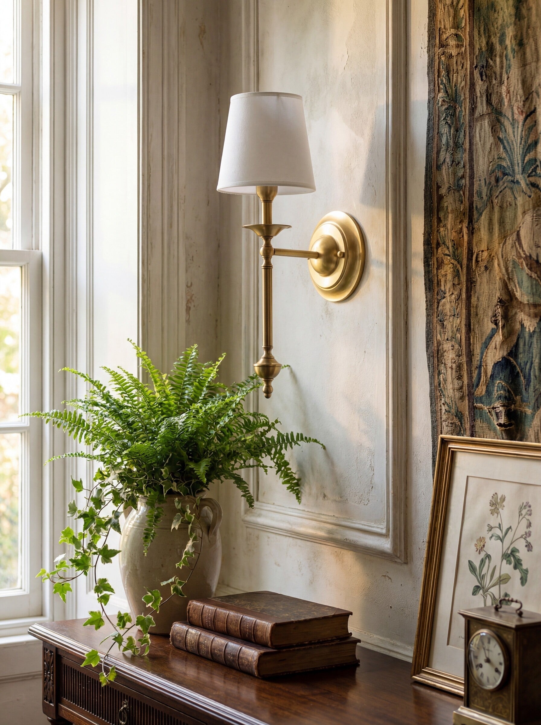 Fabric Wall Lamp with Vintage Copper Finish | Atmospheric Lighting for Hall, Bedroom, and Living Room - Lamylie