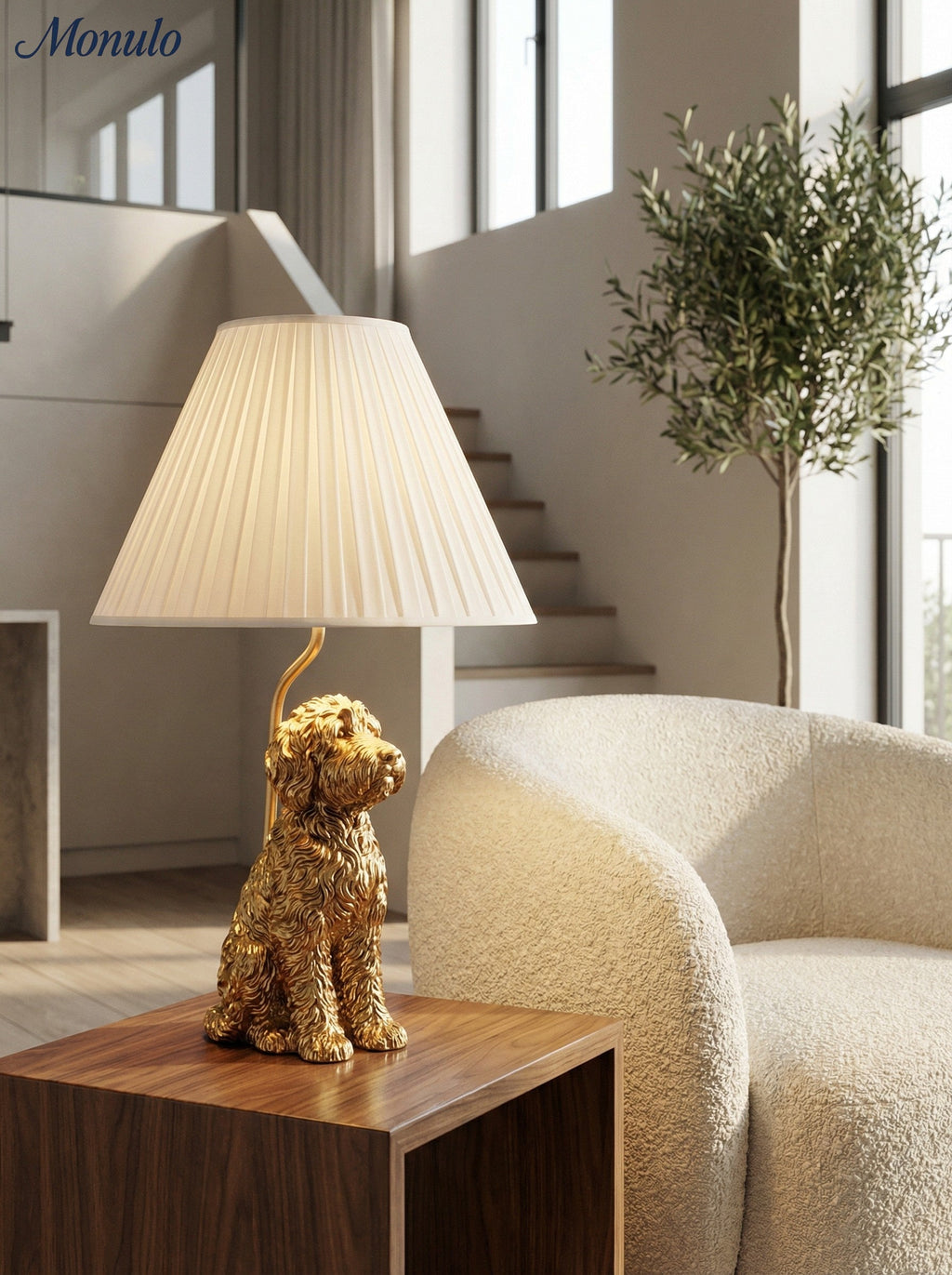 Animal Figure Table Lamp with Cotton Shade | Classic Nightstand Lamp with Animal Motif - Lamylie