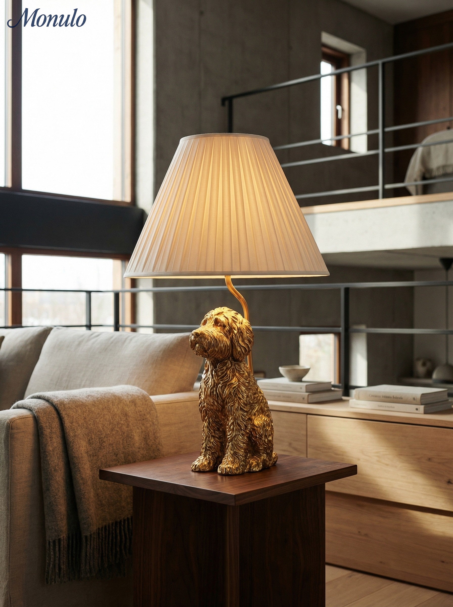 Animal Figure Table Lamp with Cotton Shade | Classic Nightstand Lamp with Animal Motif - Lamylie