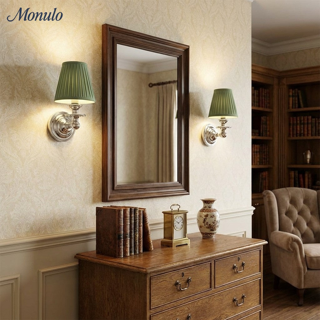 Wall Lamp with Fabric Shade and Gooseneck Arm | Wrought Iron Fixture with Adjustable Reading Lamp - Lamylie