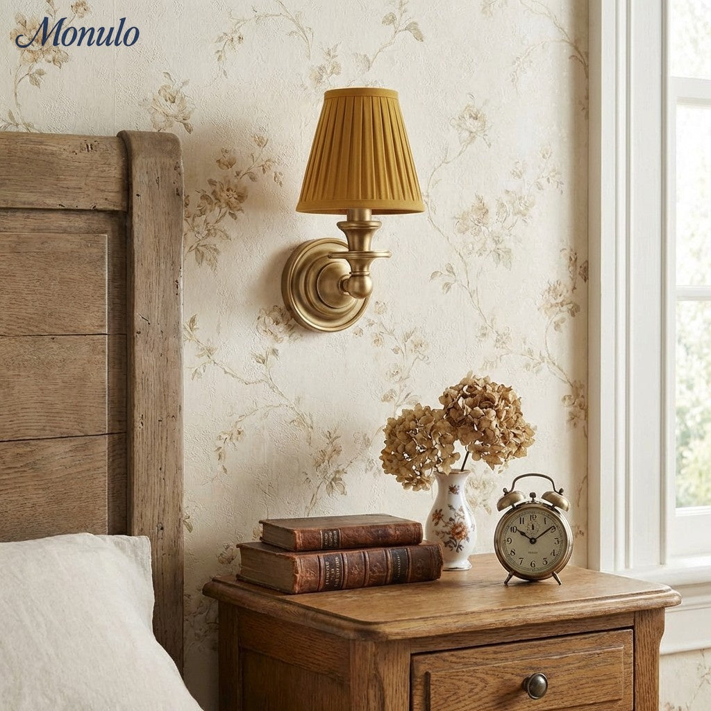 Wall Lamp with Fabric Shade and Gooseneck Arm | Wrought Iron Fixture with Adjustable Reading Lamp - Lamylie