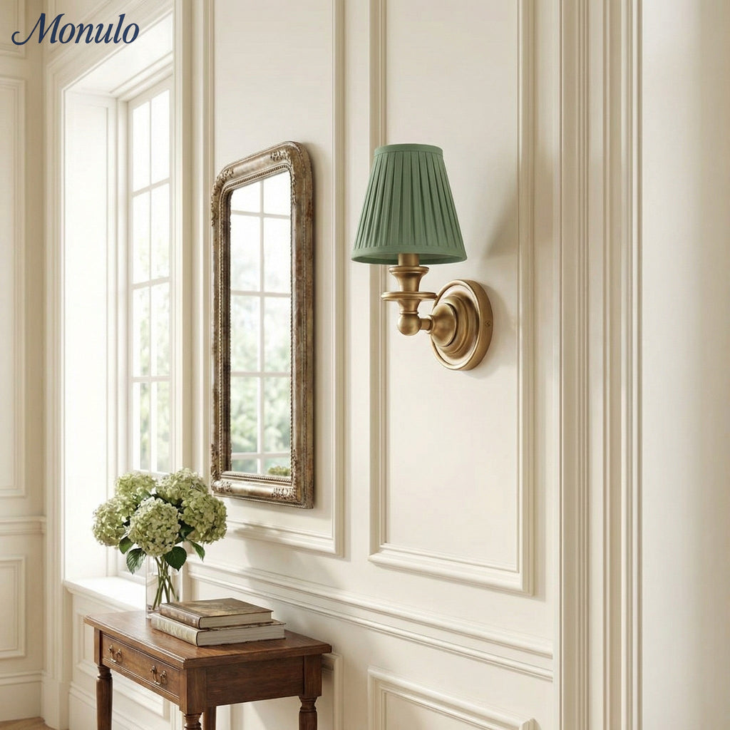 Wall Lamp with Fabric Shade and Gooseneck Arm | Wrought Iron Fixture with Adjustable Reading Lamp - Lamylie