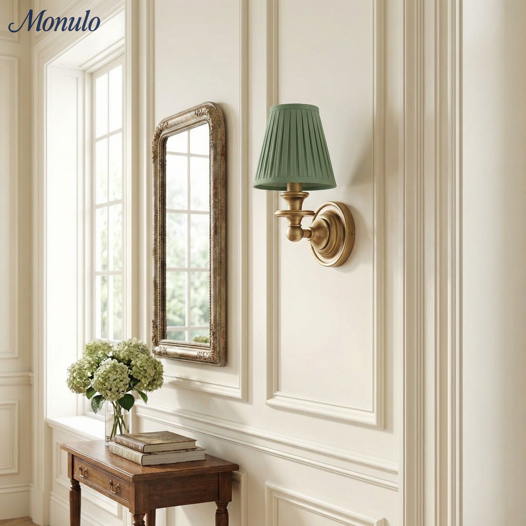 Wall Lamp with Fabric Shade and Gooseneck Arm | Wrought Iron Fixture with Adjustable Reading Lamp - Lamylie