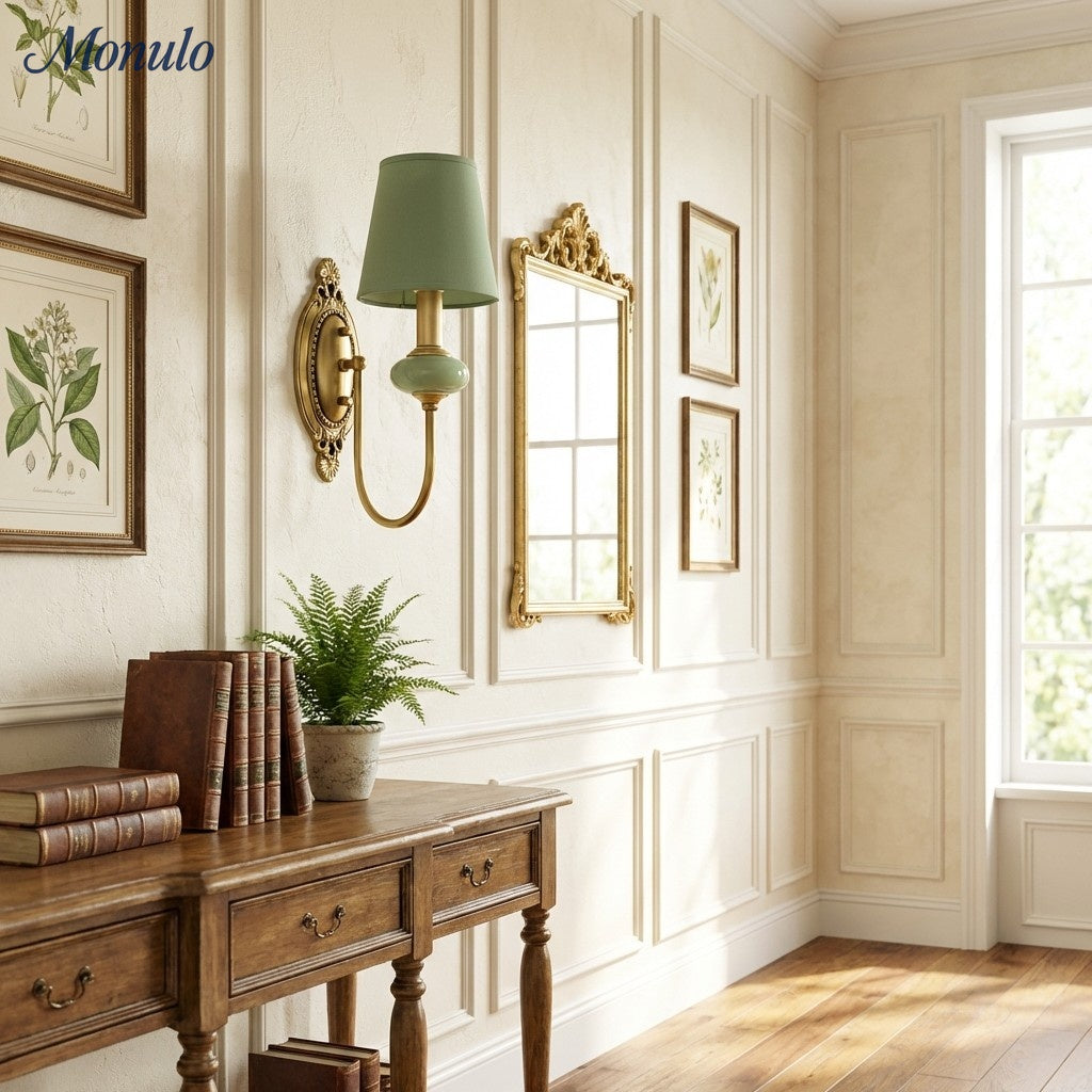 Ceramic Wall Lamp with Fabric Shade - 1 or 2 Light Points - E27 - Various Colors & Styles - Lamylie